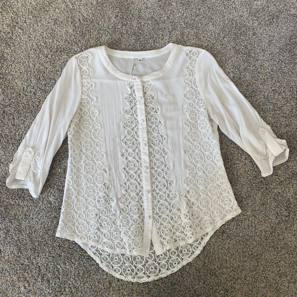 Andree Blue Lace Blouse - Size M